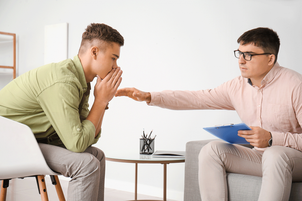 a therapist works with a young man after asking "what is narm?"